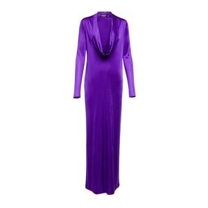 NWT Versace Runway Satin Maxi Dress IT 42 US 6 Purple Cowl Neck Draped $3,050